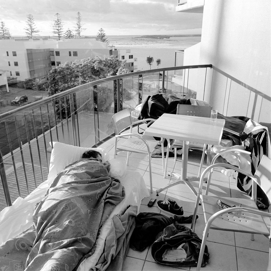 JohnCardiel Sleeping on a terrace in Tent City
