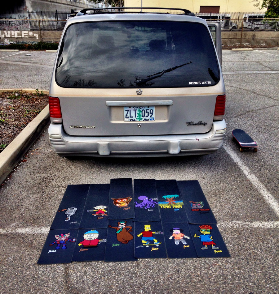 sebo's van and his custom griptape art / photo: sebo walker