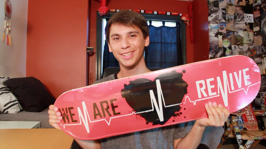 Youtube star, Josh Katz showing off his board in a video